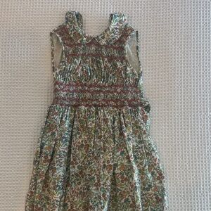 Floral Sleeveless Dress with Smocked Bodice, Sz 8